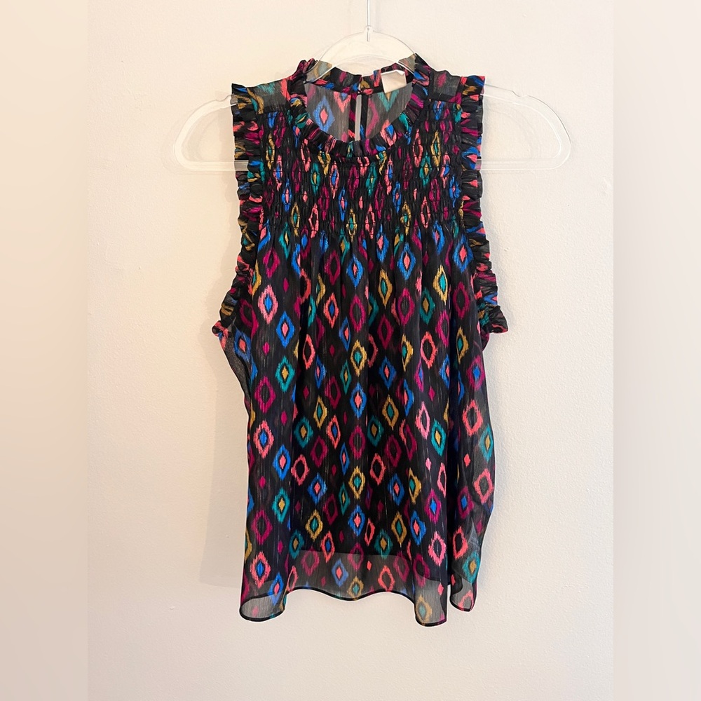 GAP Multicolored Ruffle Smocked Sleeveless Top